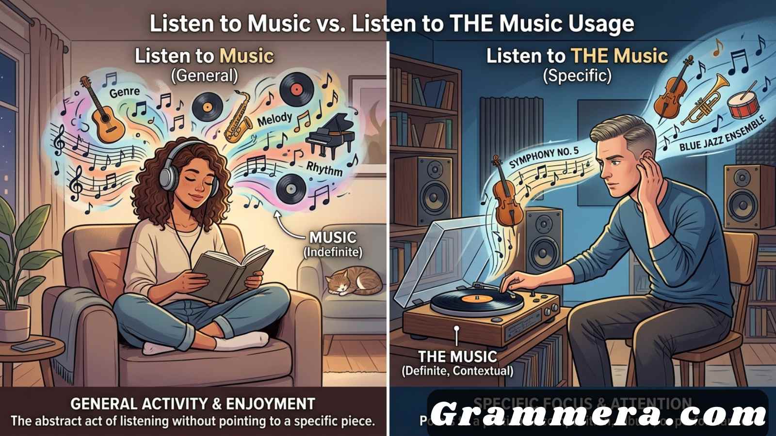 Listen to Music vs Listen to the Music Usage